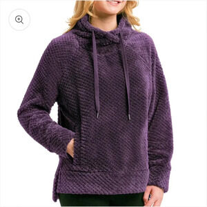 Large pullover sweater texturized comfortable draw strings pouch pocket winter